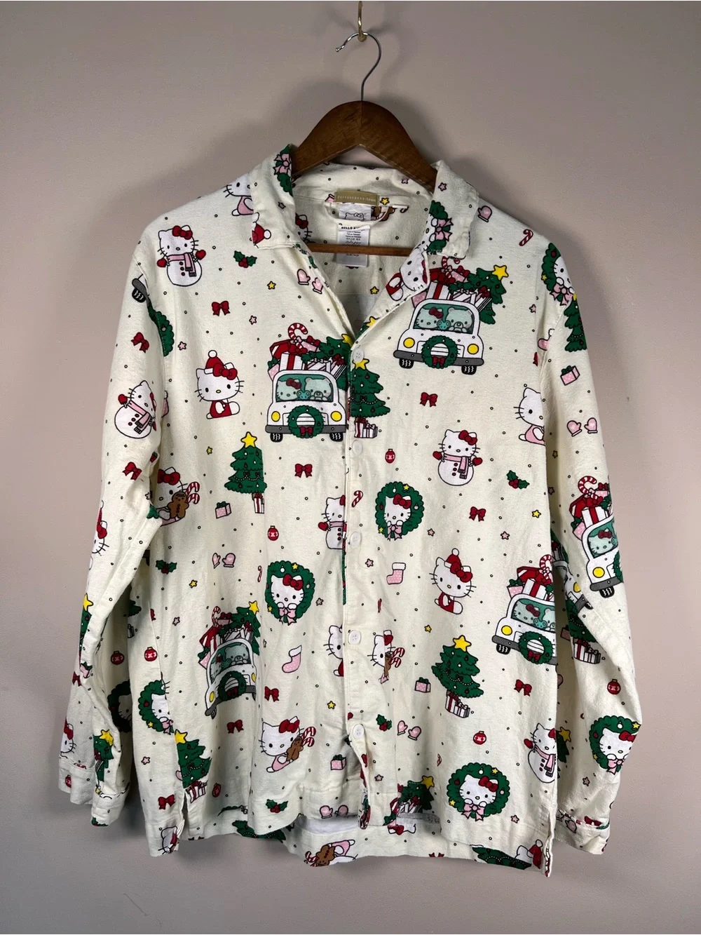 Pottery Barn Teen Hello Kitty Christmas Flannel Pajama Set Medium Sanrio